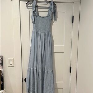 Carly Jean Los Angeles Light Blue Maxi Dress with Tie Straps